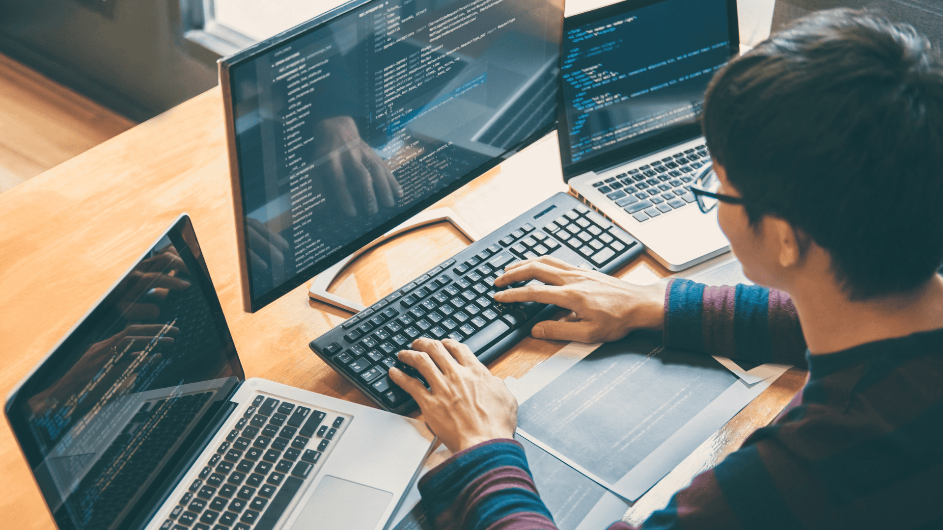 man working on computer