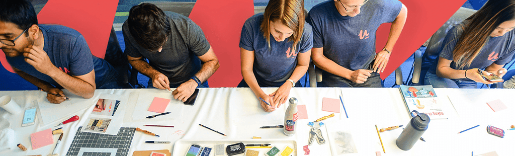 people working at a table