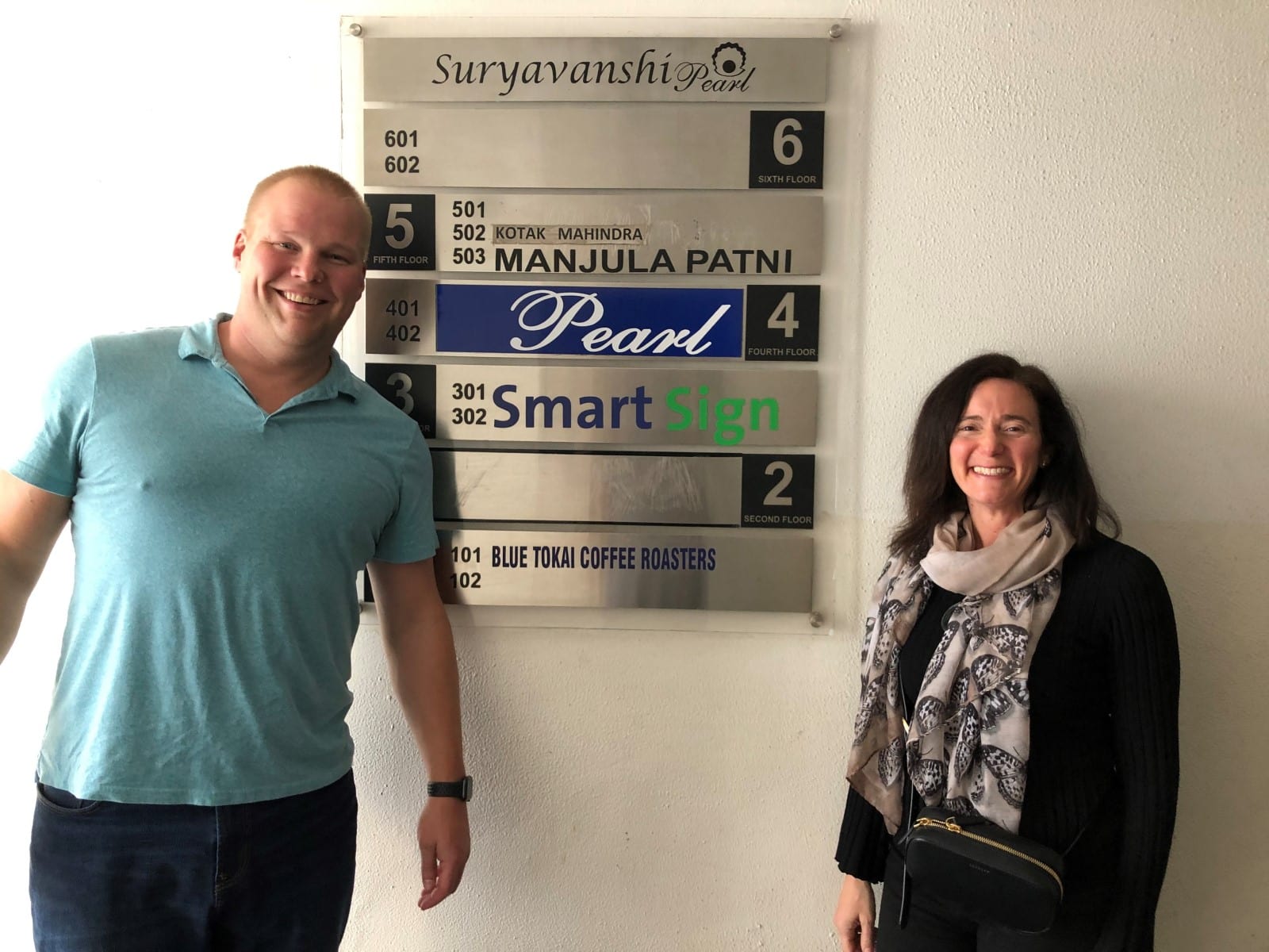 Norwest Partner Stew Campbell and General Partner Sonya Brown on a pre-Pandemic visit to the SmartSign office in Jaipur, India