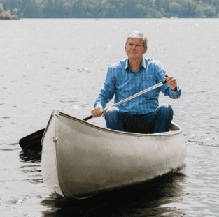 Jeff Crowe in a canoe