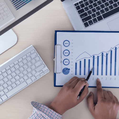 computer and charts