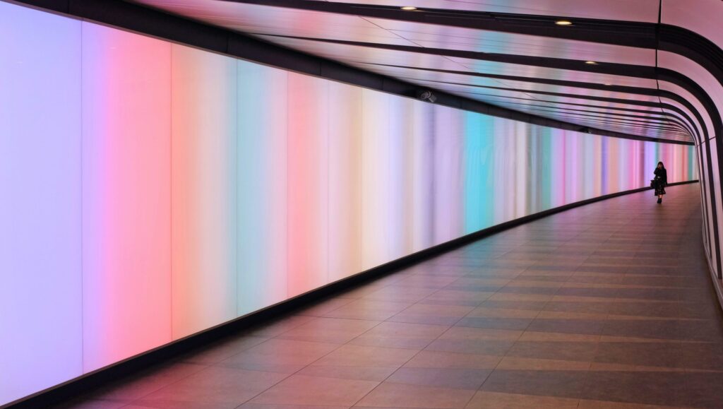 multi-colored hallway