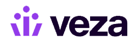 a purple vezza logo on a white background.