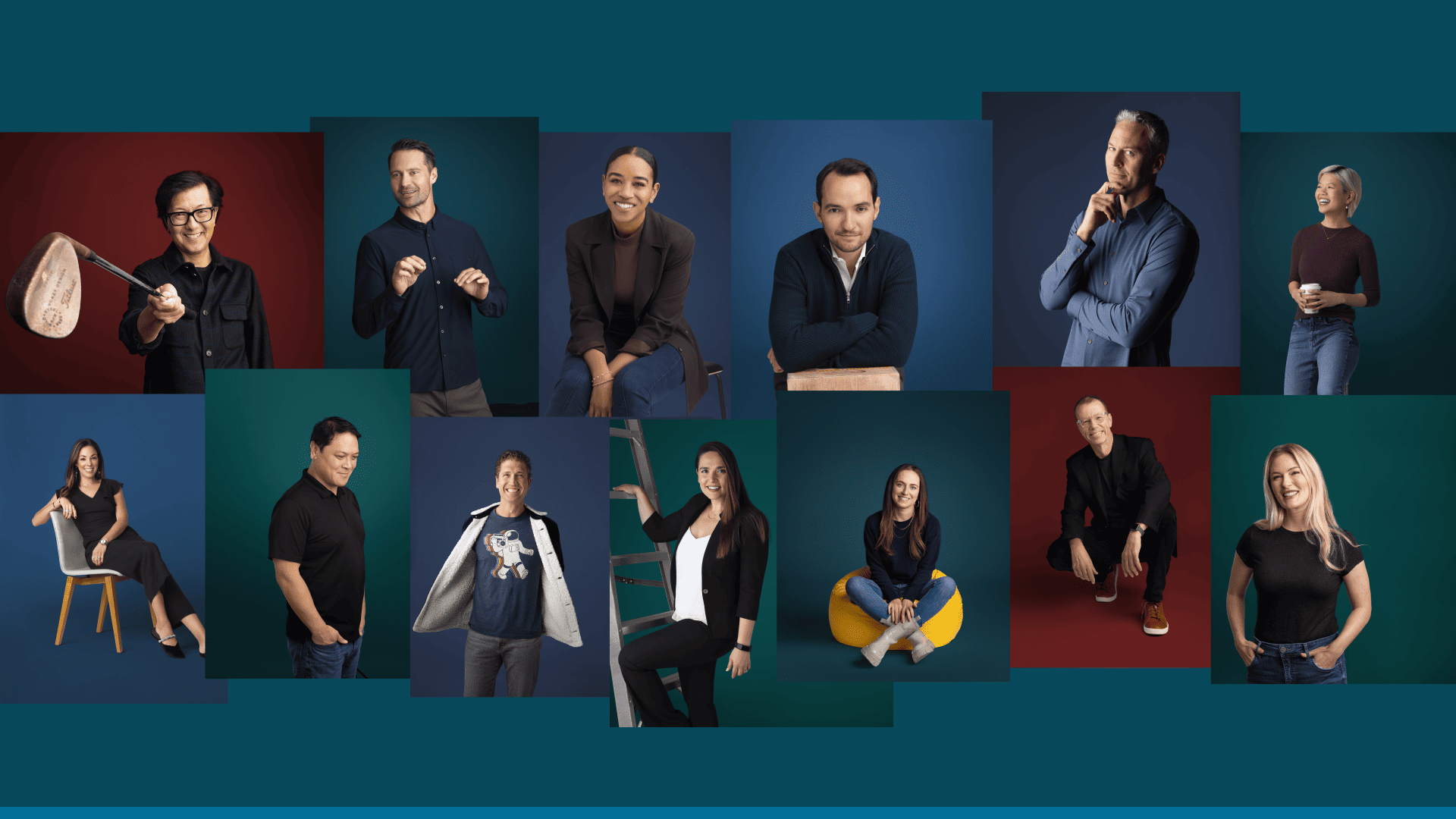 A collage of Norwest founder photos on a teal background