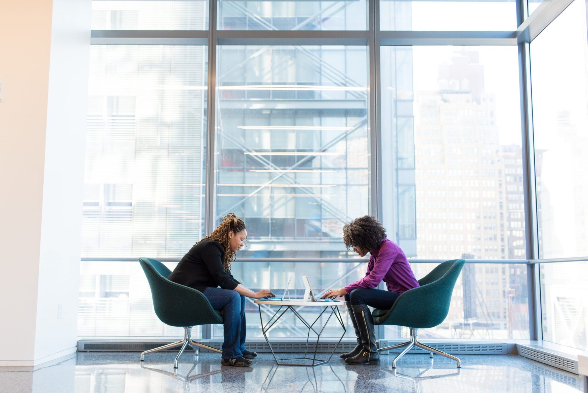 two people working