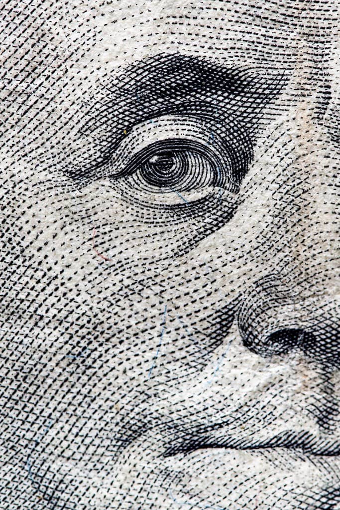 close up picture of the dollar bill