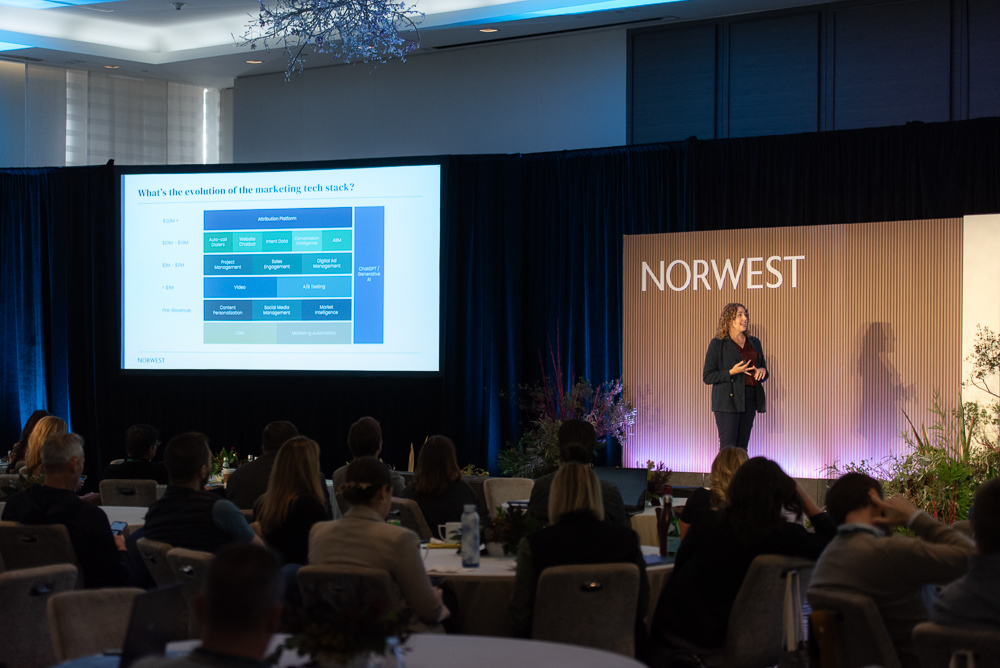 Renee Cohen presenting the early findings at the Norwest Growth Marketing Summit